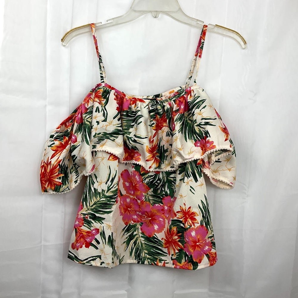 StyleHouse Hawaiian Floral Off the Shoulder Blouse
